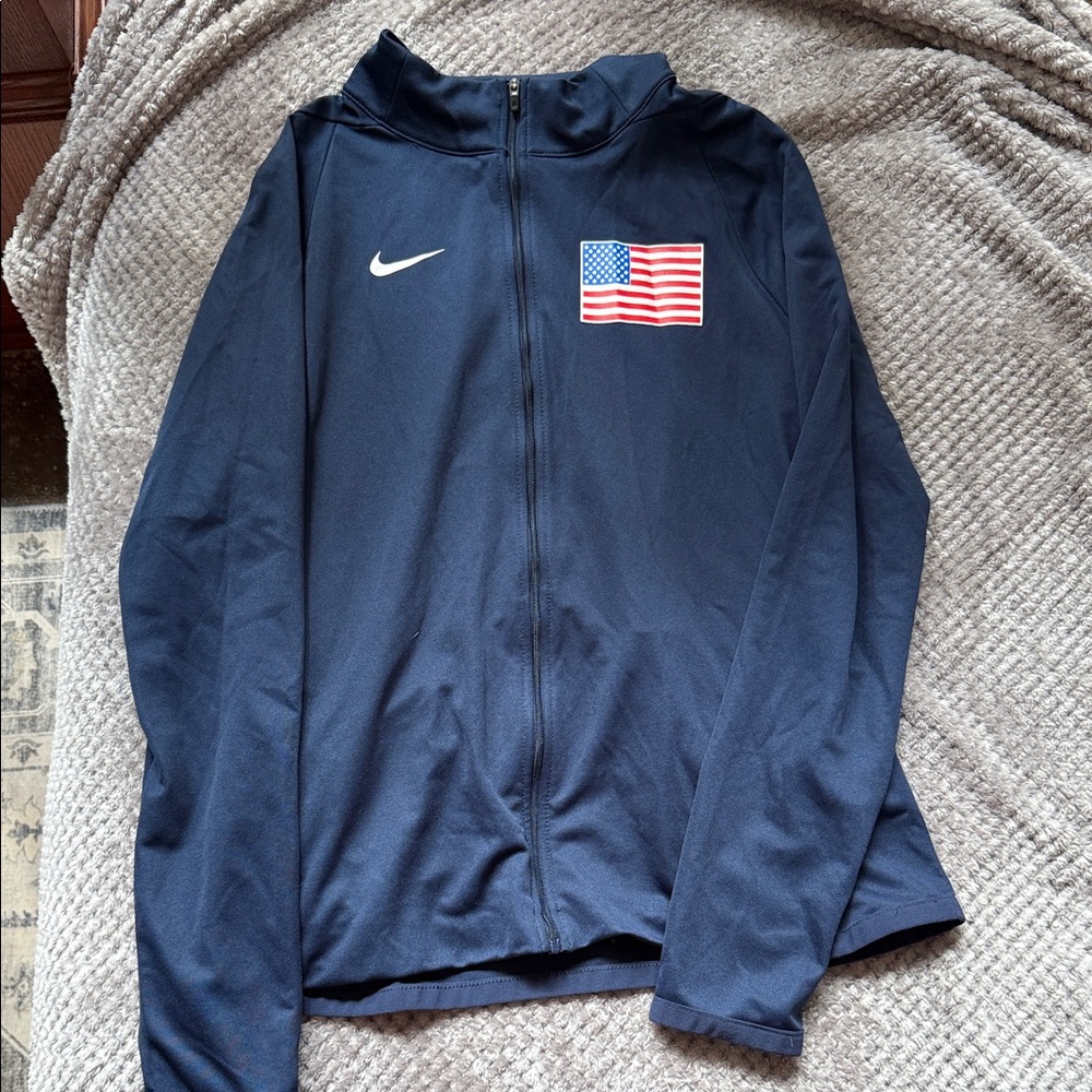 Women's Dry Fit USA Nike Dark Blue Jacket with American Flag Patch